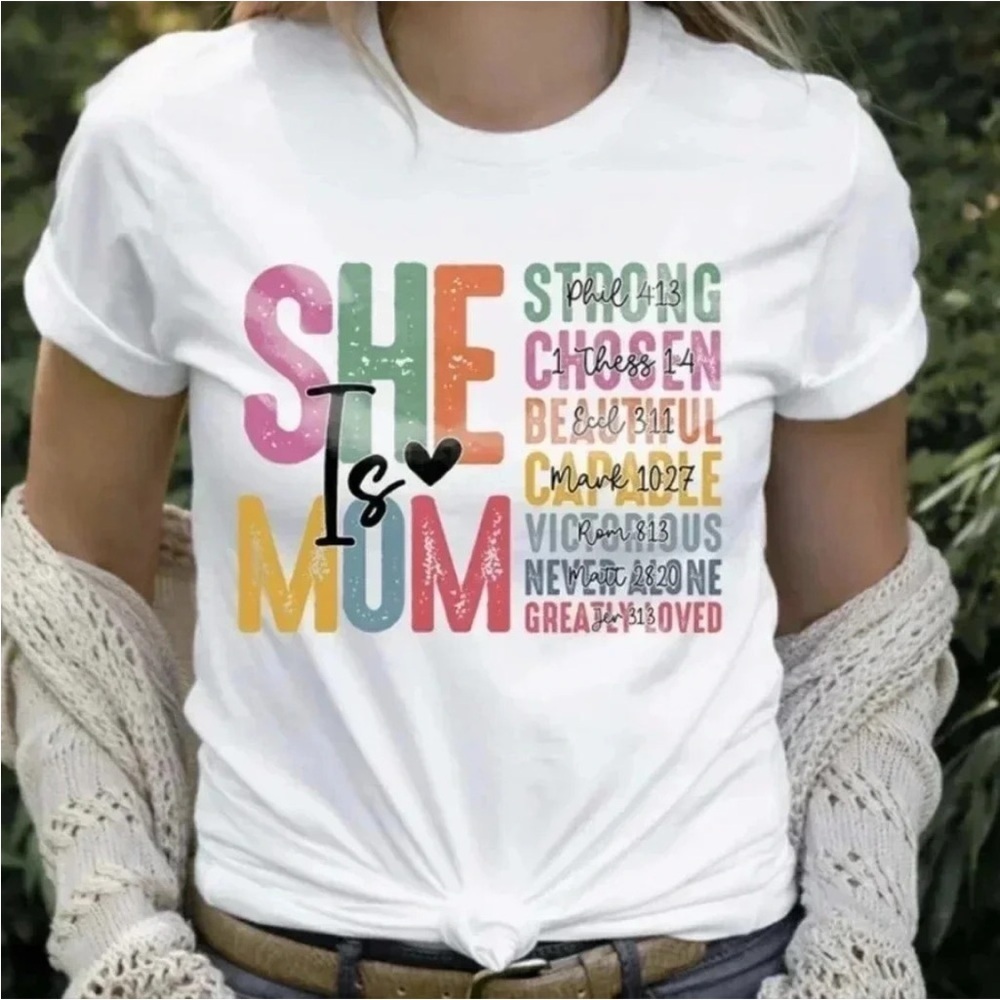 Colorful Graphic Mom T-Shirt